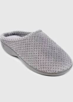 Totes Isotoner Grey Popcorn Terry Mule Slippers