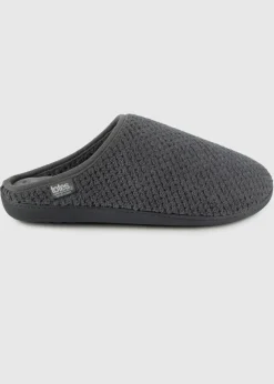 Totes Isotoner Grey Swept Back Popcorn Mule Slipper