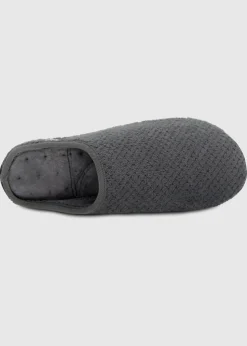 Totes Isotoner Grey Swept Back Popcorn Mule Slipper