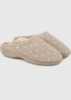 Totes Isotoner Natural Ladies Popcorn Terry Mule Slippers