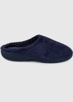 Totes Isotoner Navy Popcorn Terry Mule Slippers