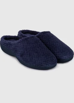 Totes Isotoner Navy Popcorn Terry Mule Slippers