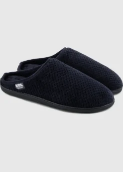 Totes Isotoner Navy Swept Back Popcorn Mule Slipper