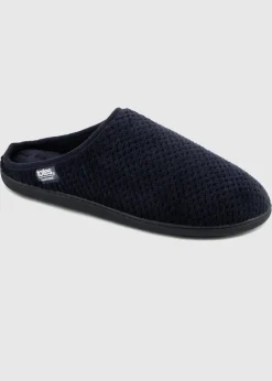 Totes Isotoner Navy Swept Back Popcorn Mule Slipper