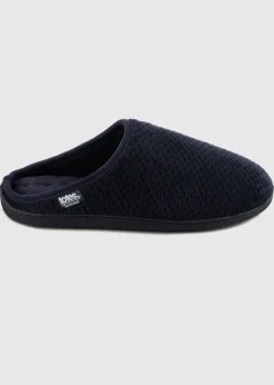 Totes Isotoner Navy Swept Back Popcorn Mule Slipper