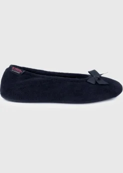 Totes Isotoner Navy Terry Ballerina Slippers