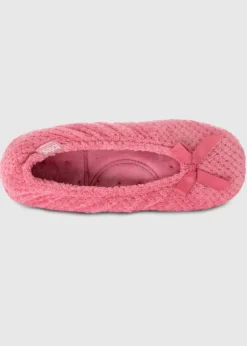 Totes Isotoner Pink Popcorn Terry Ballet Slippers