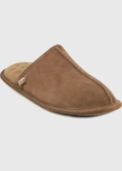 Totes Isotoner Tan Real Suede Mule Slipper