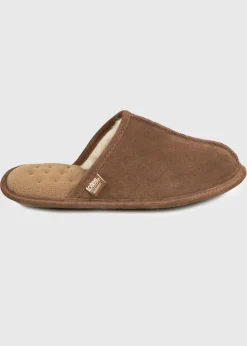 Totes Isotoner Tan Real Suede Mule Slipper