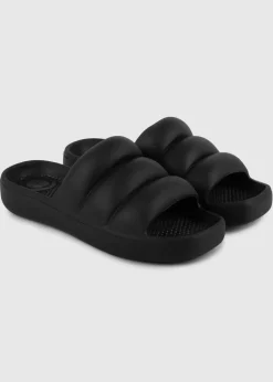Totes Solbounce Black Puffy Slider