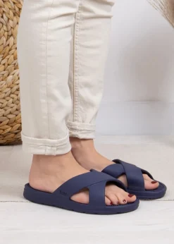 Totes Solbounce Navy Cross Slide
