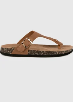 Totes Tan PU Buckle Toe Post