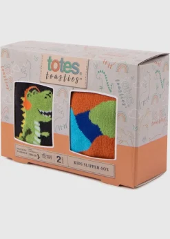 Totes Toasties Blue Childrens Original Slipper Socks (Twin Pack)