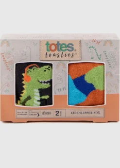 Totes Toasties Blue Childrens Original Slipper Socks (Twin Pack)