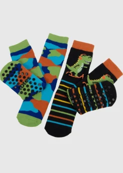 Totes Toasties Blue Childrens Original Slipper Socks (Twin Pack)