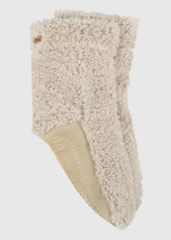 Totes Toasties Cream Ladies Faux Fur Bootie Slipper Socks