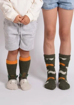 Totes Toasties Green Boys Super Soft Slipper Socks (Twin Pack)