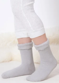 Totes Toasties Grey Ladies Thermal Brushed Bed Sock