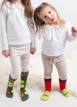 Totes Toasties Multi Childrens Original Slipper Socks (Twin Pack)