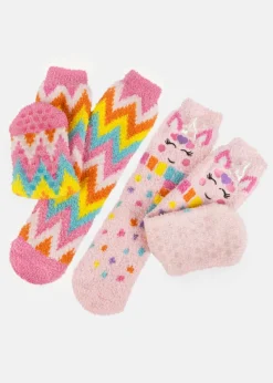 Totes Toasties Pink Girls Super Soft Slipper Socks (Twin Pack)