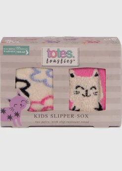 Totes Toasties Pink Kids Original Slipper-Sox (Twin Pack)