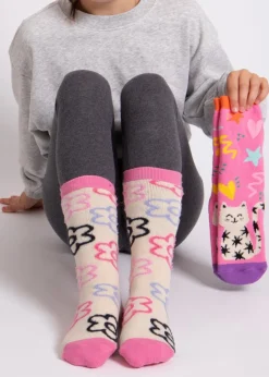 Totes Toasties Pink Kids Original Slipper-Sox (Twin Pack)