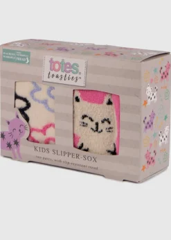 Totes Toasties Pink Kids Original Slipper-Sox (Twin Pack)
