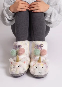 Totes Toasties Pink Kids Multi Faux Fur Boot Slippers