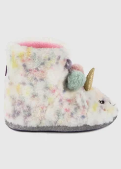 Totes Toasties Pink Kids Multi Faux Fur Boot Slippers