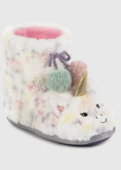 Totes Toasties Pink Kids Multi Faux Fur Boot Slippers