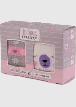 Totes Toasties Purple Childrens Original Slipper-Sox (Twin Pack)