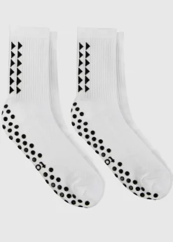 Totes Toasties White Gripper Sports Socks (Twin Pack)