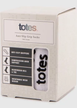 Totes Toasties White Gripper Sports Socks (Twin Pack)