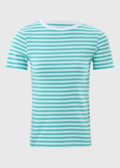 Turquoise Stripe Fitted T-Shirt