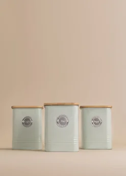 Typhoon Living Squircle Set of 3 Tea, Coffee, Sugar Storage Canisters (1.3 ltr)