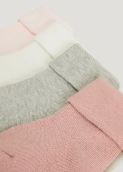 Unisex 4 Pack Pink Terry Tot Baby Socks (Newborn-12mths)