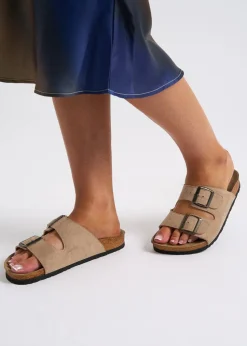 Urban Bliss Beige Buckle Sandals