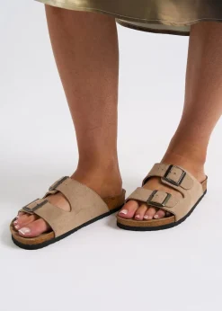 Urban Bliss Beige Buckle Sandals