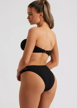 Urban Bliss Black Bubble Texture Gold O-Ring  Bikini Bottoms