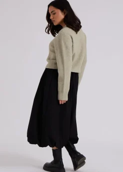 Urban Bliss Black Bubble Hem Midi Skirt