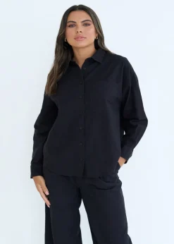 Urban Bliss Black Linen Blend Oversized Shirt