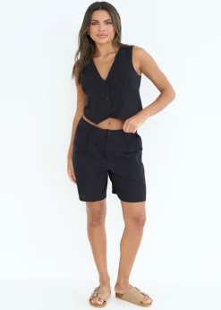 Urban Bliss Black Linen Blend Short