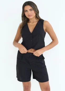 Urban Bliss Black Linen Blend Short