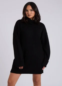 Urban Bliss Black Mini Roll Neck Dress