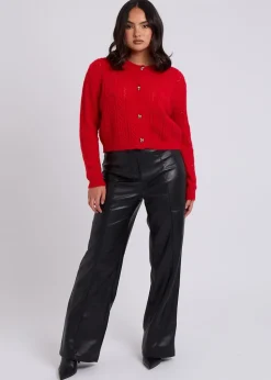 Urban Bliss Black PU Wide Leg Trouser