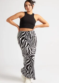 Urban Bliss Black Zebra Plisse Maxi Skirt