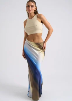 Urban Bliss Blue Ombre Bias Cut Maxi Skirt