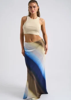 Urban Bliss Blue Ombre Bias Cut Maxi Skirt