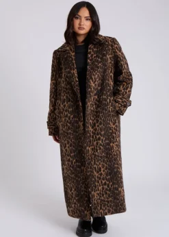 Urban Bliss Brown Leopard Print Formal Coat