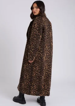 Urban Bliss Brown Leopard Print Formal Coat